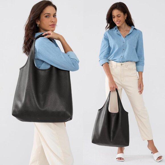 Women's Hobo Bag Soft Vegan Leather Tote Oversized Slouchy Handbag for Shopping, - Picture 2 of 7